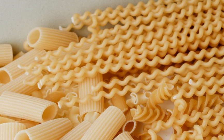 assorted pasta in close up view